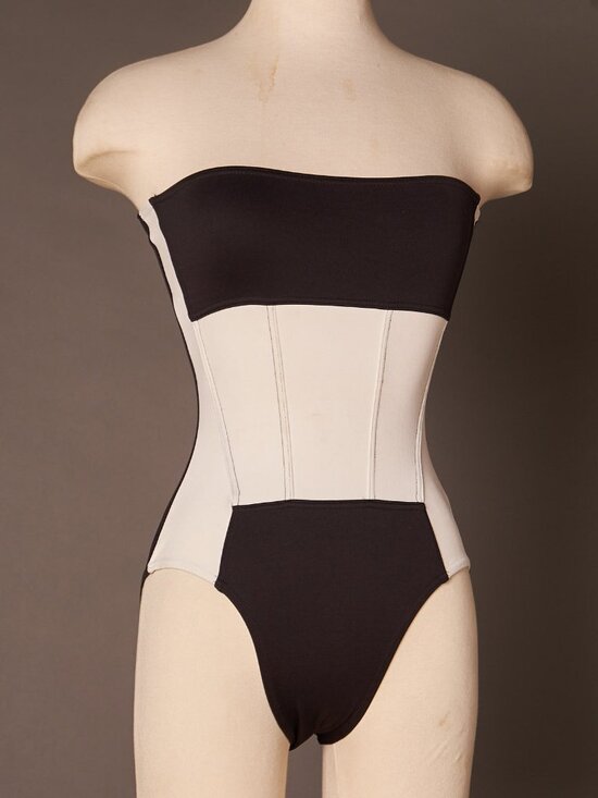Late 80s Early 90s Black and White Liza Bruce Body Suit